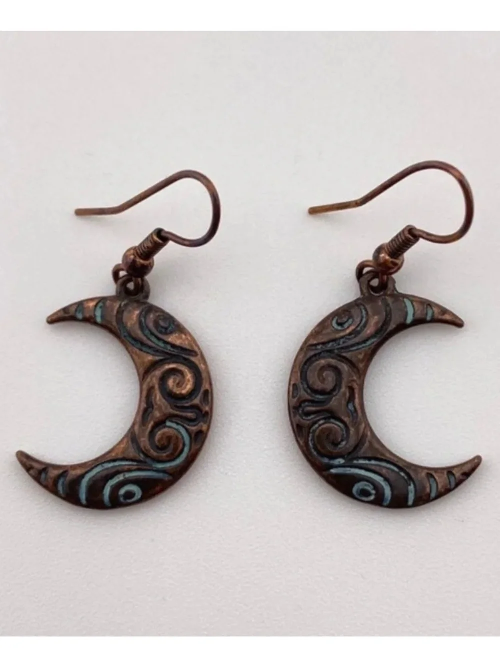 (8) Patina Crescent Moon Earrings